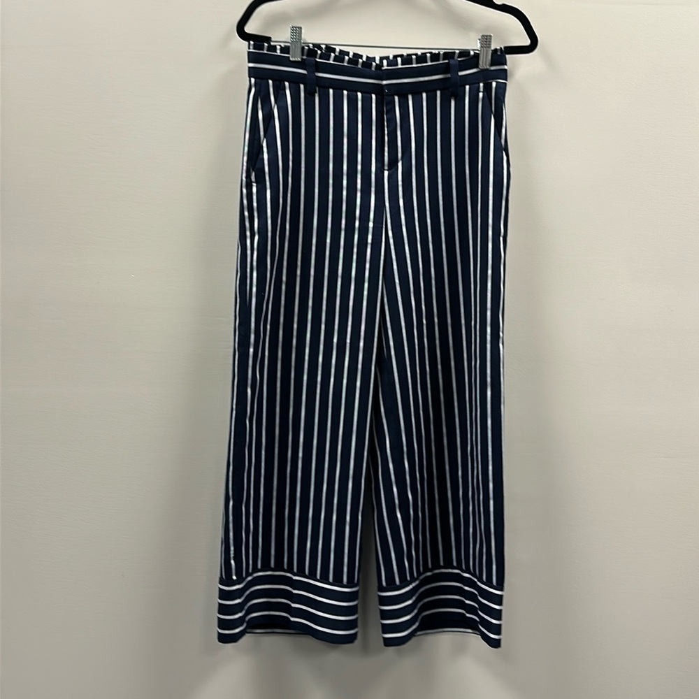 Banana Republic Factory Blake Navy & White Striped Wide Leg Navy Pants Size 2